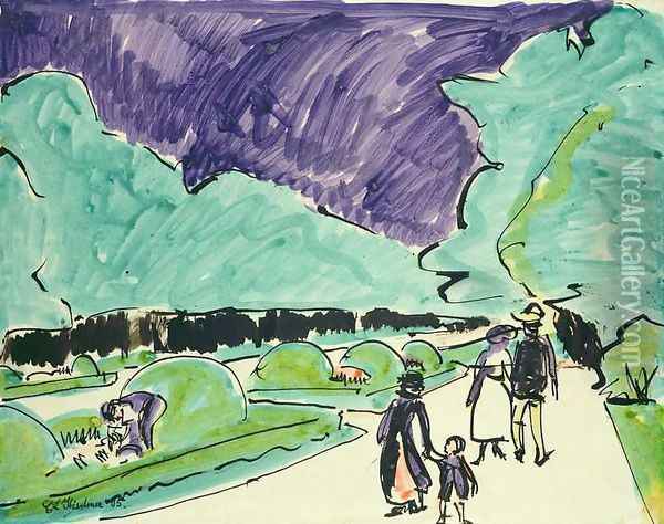 Entrance to a large garden in Dresden Oil Painting - Ernst Ludwig Kirchner