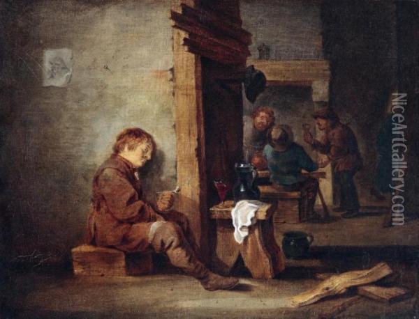 Interior Of A Tavern With Figures Oil Painting - David The Younger Teniers
