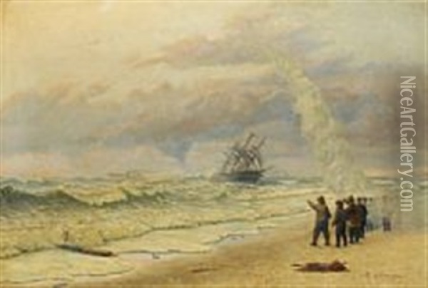 Rescure Of Persons On A Stranded Ship Oil Painting - Thorvald Christian Benjamin Moller