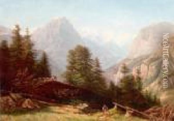 Glarner Alpen Ob Linthal Oil Painting - Jean Philippe George-Juillard