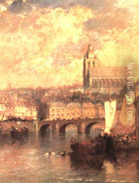 Blois On The Loire-the Cathedral Oil Painting - Arthur Joseph Meadows
