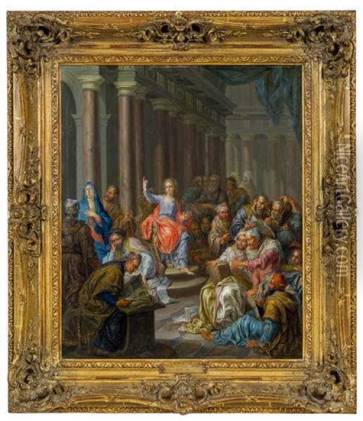 Christus Und Die Schriftgelehrten Im Tempel Oil Painting - Franz Christoph Janneck