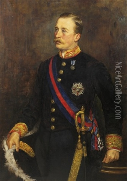 Portrait Of Algernon Hawkins Thomand Keith-falconer, 9th Earl Of Kintore (1852-1930) Oil Painting - Charles Napier Kennedy