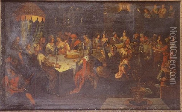Le Festin De Balthazar Oil Painting - Louis de Caullery