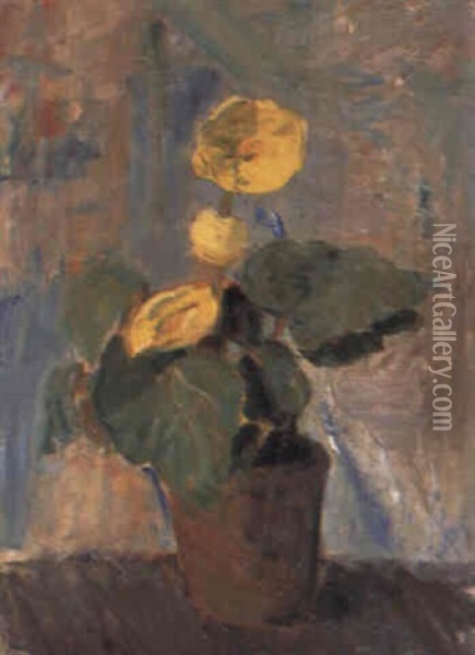 Potteplante Oil Painting - Karl Isakson