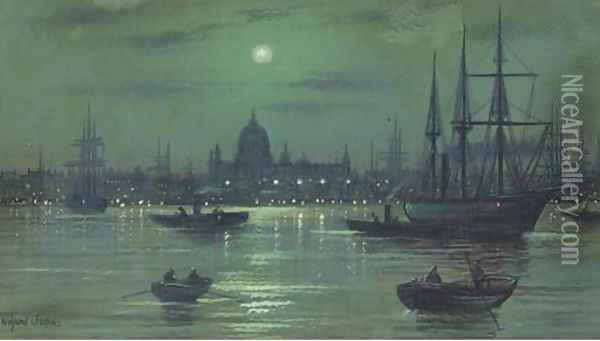 On the Thames Oil Painting - Wilfred Jenkins