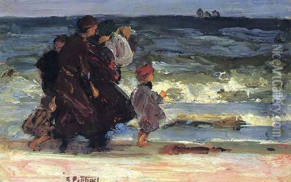 A Family at the Beach Oil Painting - Edward Henry Potthast