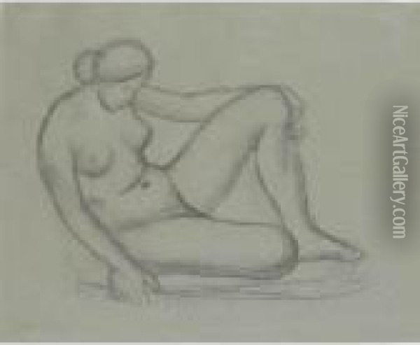 Study For Debussy Monument: Femme Accroupie Oil Painting - Aristide Maillol