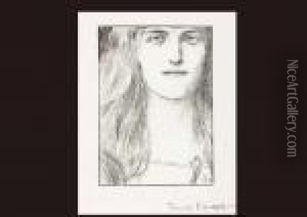 Woman Portrait Oil Painting - Fernand Khnopff