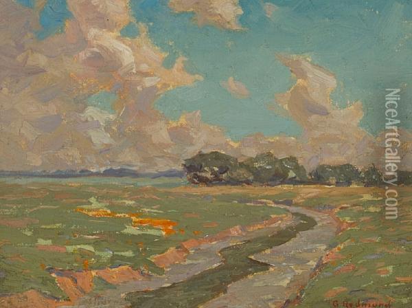 River And Oaks Oil Painting - Granville Redmond