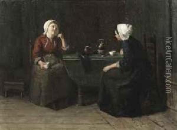 Teatime Oil Painting - Ludovicius Johannes Van Erven Dorens