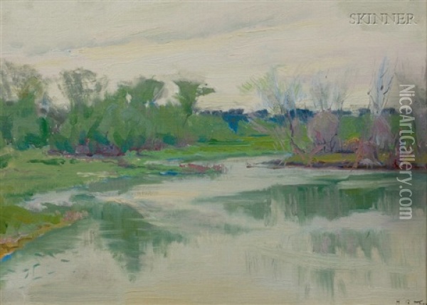 Sprint Along The River Oil Painting - Henry Rodman Kenyon