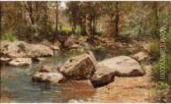 Le Ruisseau D'yzeron A Lyon Oil Painting - Adolphe Appian