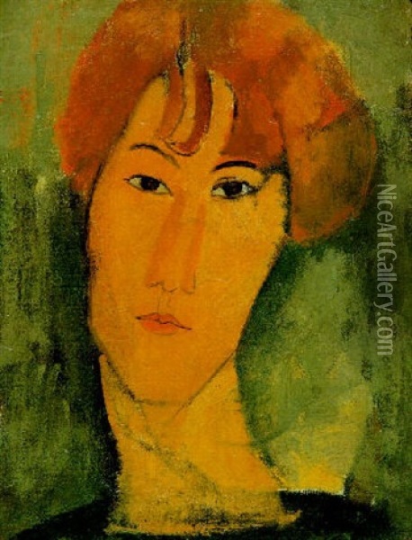 Jeune Femme Rousse A La Collerette Oil Painting - Amedeo Modigliani