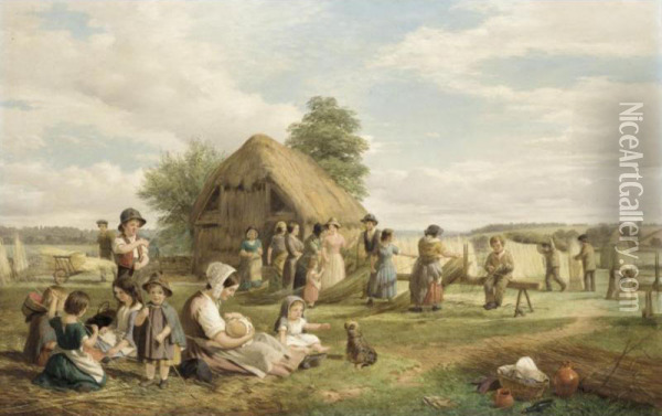 The Reed Gatherers Oil Painting - Charles Richards Havell