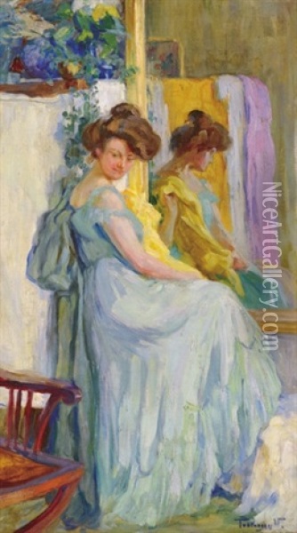 In Front Of The Mirror Oil Painting - Valeria Telkessy