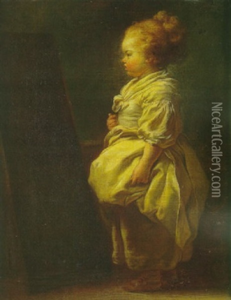Petite Fille Debout, Lisant Oil Painting - Jean-Honore Fragonard