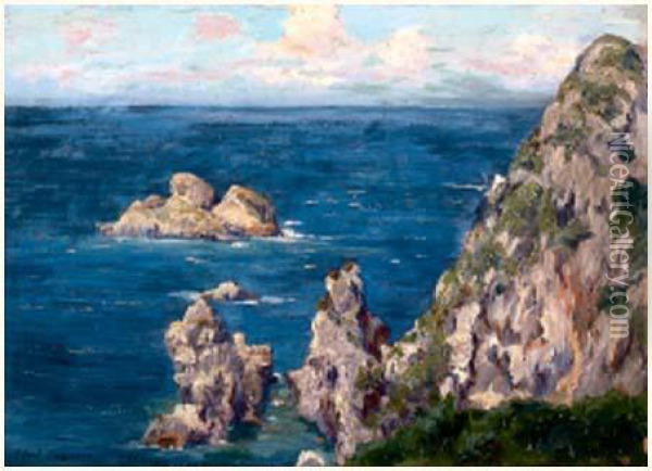 L'adriatique, Circa 1900 Oil Painting - Albert Gautier
