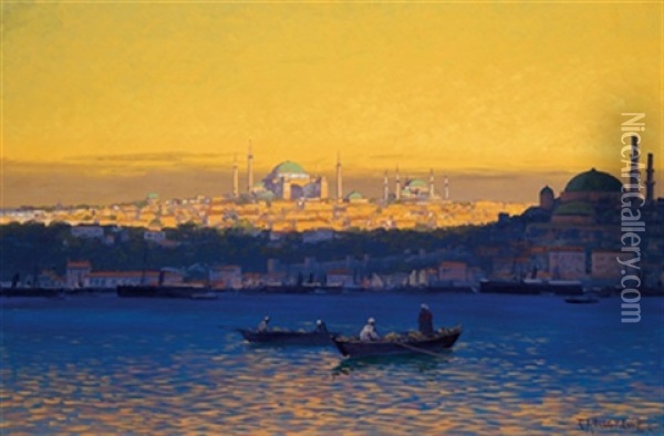 In Der Bucht Von Istanbul Oil Painting - Rudolf Hellgrewe