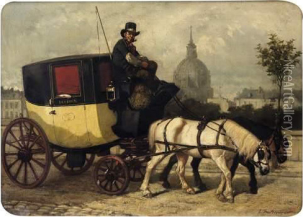 Fiacre A Paris Oil Painting - Edouard Charles De Beaumont
