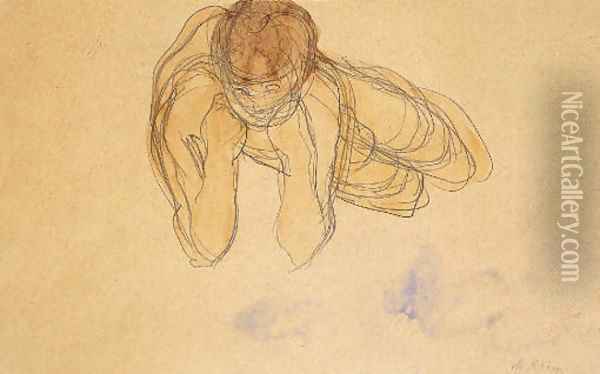 Femme nue couchee de face Oil Painting - Auguste Rodin