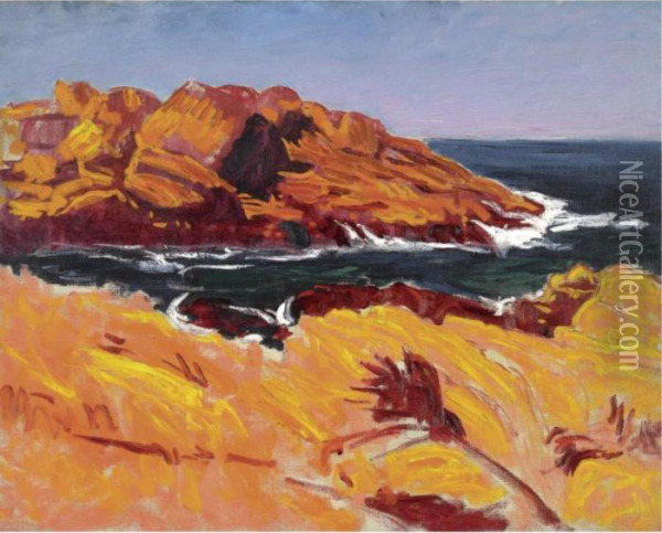 Rocks And Foam, St Guenole Oil Painting - Roderic O'Conor