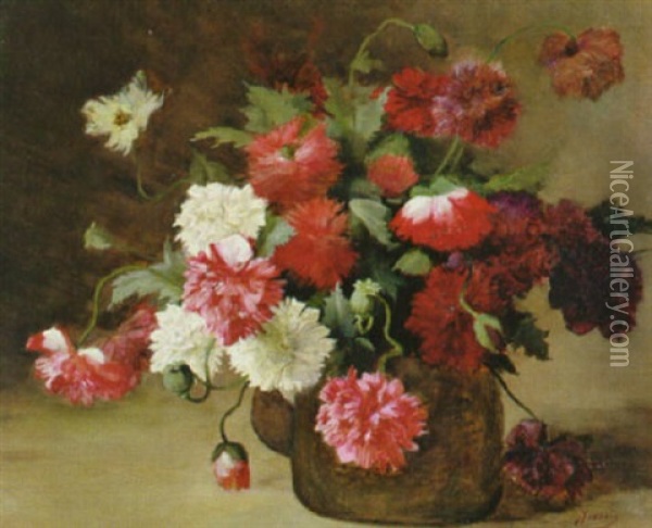 Mohnblumenstraus In Einer Vase Oil Painting - Georges Jeannin