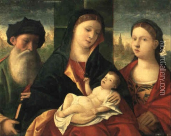 Madonna Mit Kind Und Zwei Heiligen Oil Painting - Gentile Bellini