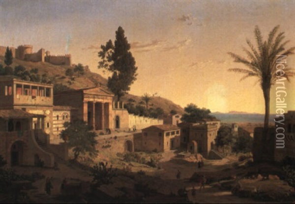 Ansicht Auf Der Insel Zante (nach Den Ruinen Restauriert) Oil Painting - Leo Von Klenze