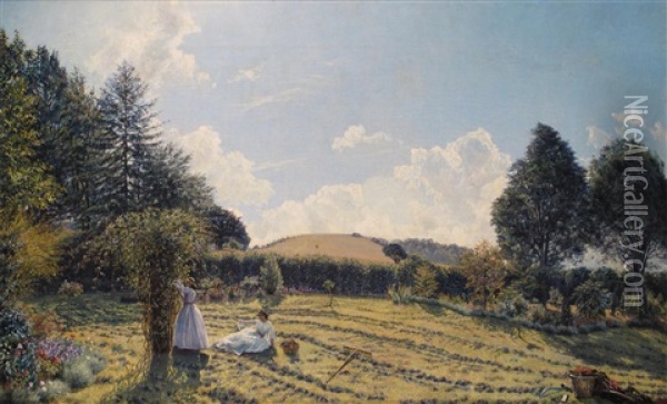 At Box Hill Surrey Oil Painting - George William Mote