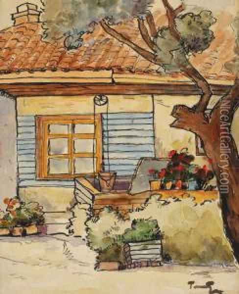 Tefik's Home From Mangalia Oil Painting - Nicolae Tonitza