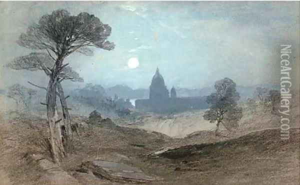 View towards St Peter's, Rome Oil Painting - Henry Bright