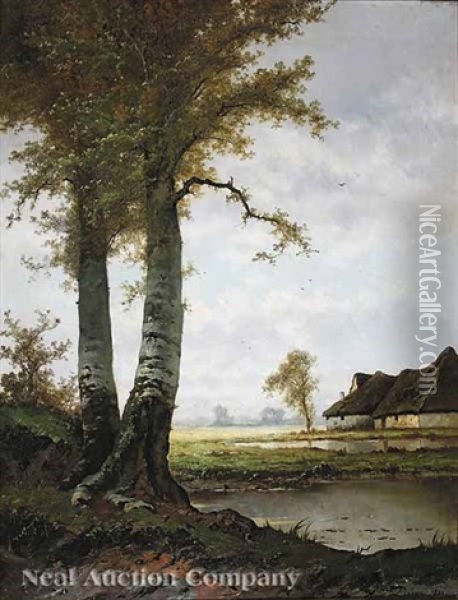 Birches Oil Painting - Henri Joseph Pieron