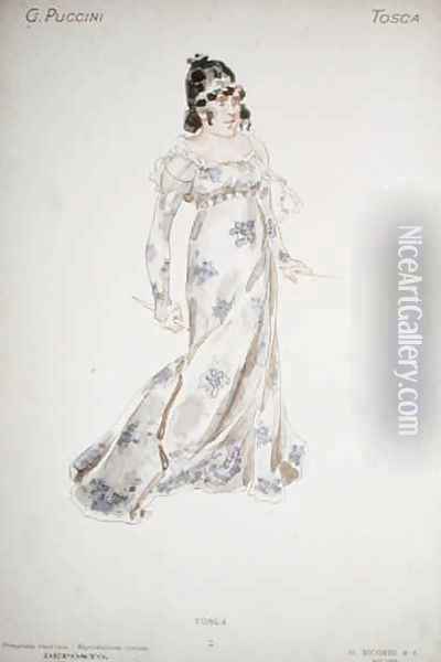 Costume design in Tosca by Giacomo Puccini Oil Painting - Adolf Hohenstein