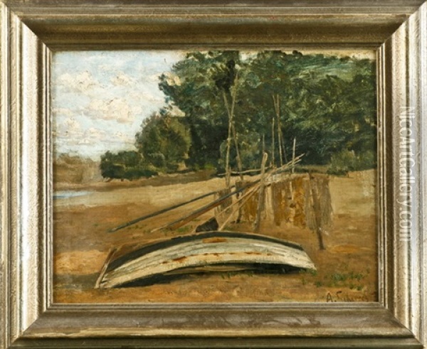 Am Ufer Liegendes Ruderboot Oil Painting - Alfred Scherres