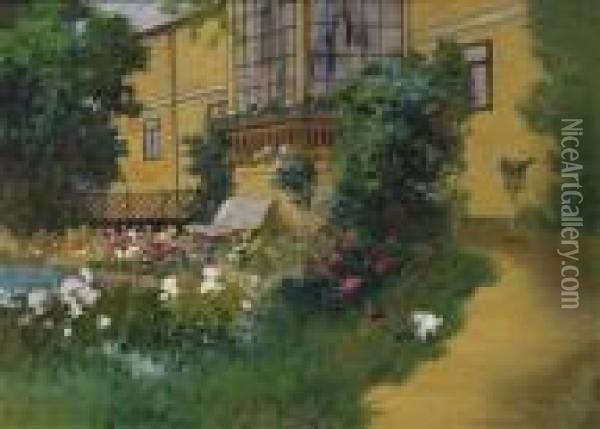 In Thesummer Garden Oil Painting - Antal Neogrady