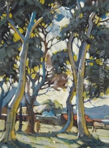 Houses Through The Trees Oil Painting - Sydney Carter