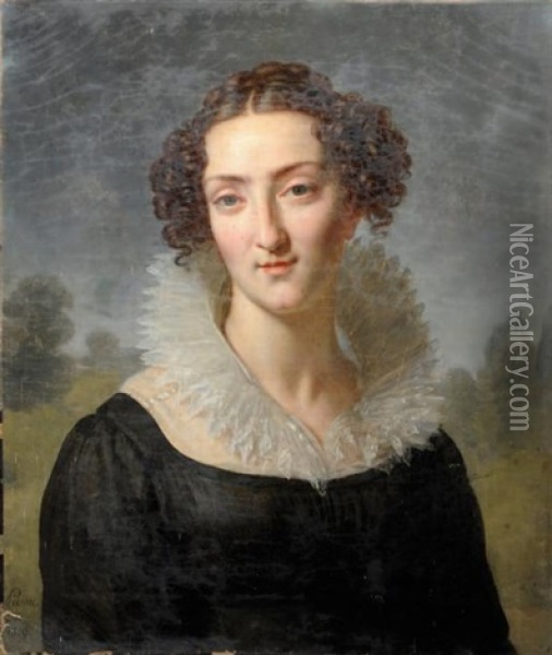 Portrait De Femme Oil Painting - Jacques-Augustin-Catherine Pajou