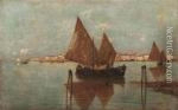 Barche In Laguna Oil Painting - Guglielmo Ciardi