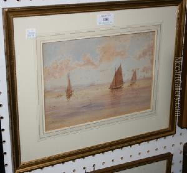 Coastal Landscape With Sailingboats Oil Painting - Timothy Stephenson