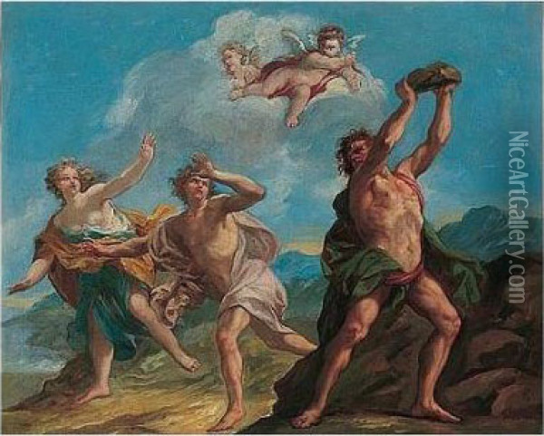 Polyphemus Attacking Acis And Galatea Oil Painting - Carle van Loo