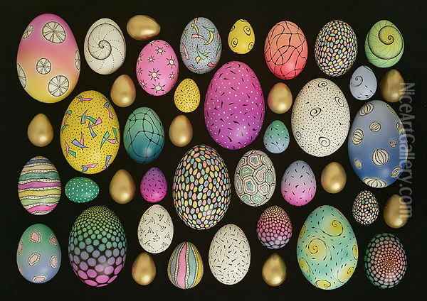Painted eggs 2 Oil Painting - Cathy Usiskin