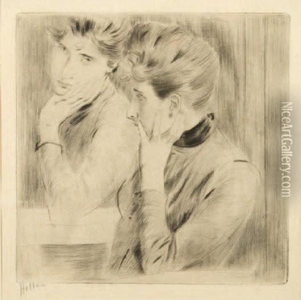 Deux Jeunes Femmes Oil Painting - Paul Cesar Helleu