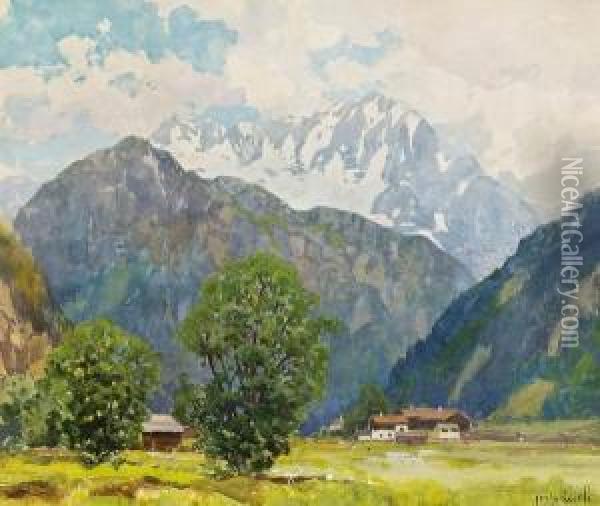 Gebirgslandschaft Oil Painting - Fritz Lach