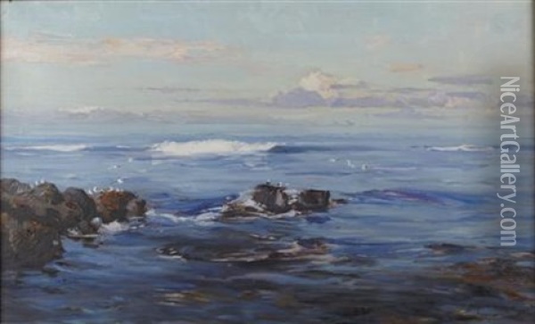 A Summer Sea, Machrihanish Oil Painting - John Campbell Mitchell