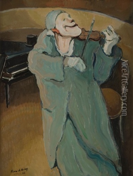 Le Clown Grock Au Cirque Medrano Oil Painting - Pierre De Belay