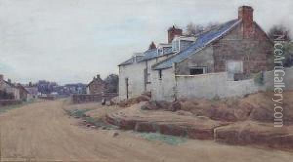 Burton Village, Near Cheshire Oil Painting - John Mcdougal