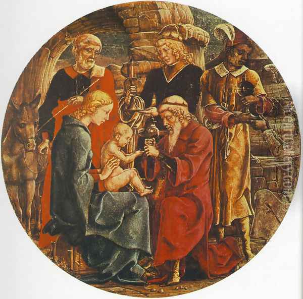 Adoration of the Magi (from the predella of the Roverella Polyptych) 1474 Oil Painting - Cosme Tura