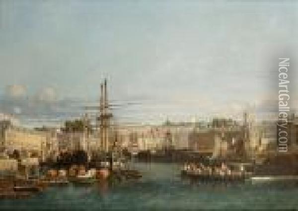 Le Port De Brest Oil Painting - Jules Achille-Noel