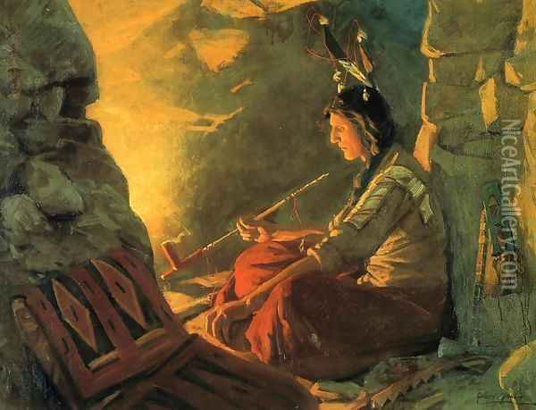 Indian Meditation Oil Painting - Gilbert Gaul
